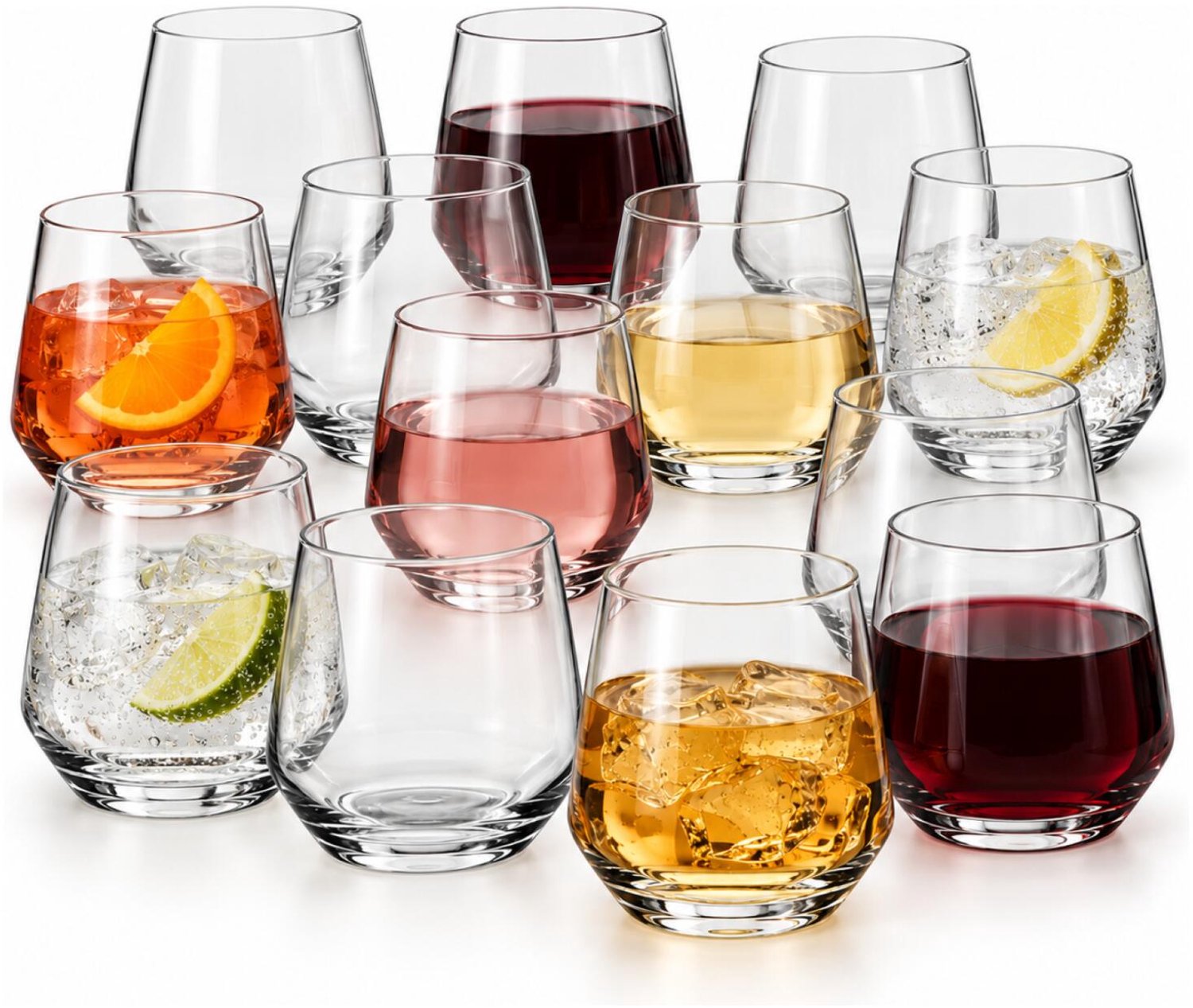 Alessandro Drinkglazen / waterglazen King - 12x stuks - glas - 370 ml - 9 x 9 cm