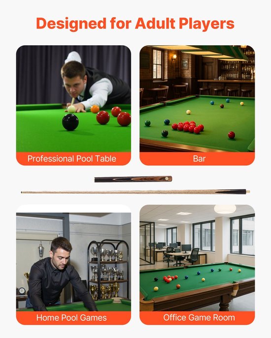 Poolkeu- 1447-8 mm gelede snookerkeu- snookerkeu met verlengstang en 9-5 mm lederen tip- 538 g poolkeu voor professionele pooltafel- bar- thuis- kantoor- inclusief aluminium koffer — afbeelding 4