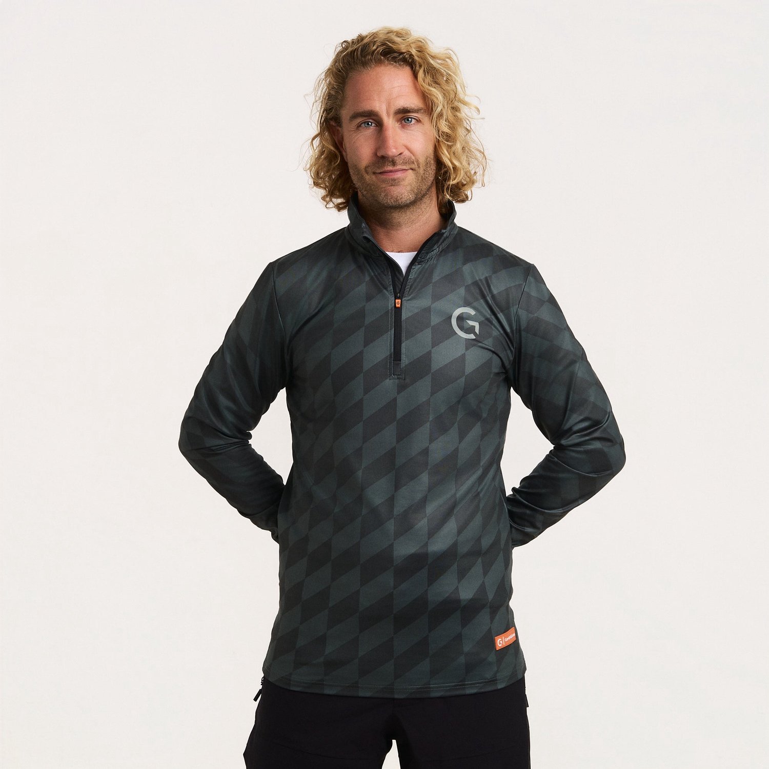 Gareth & Lucas - EVO Skipully Houndstooth - S - 100% Gerecycled Polyester - Heren - Midlayer Sportshirt - Wintersport