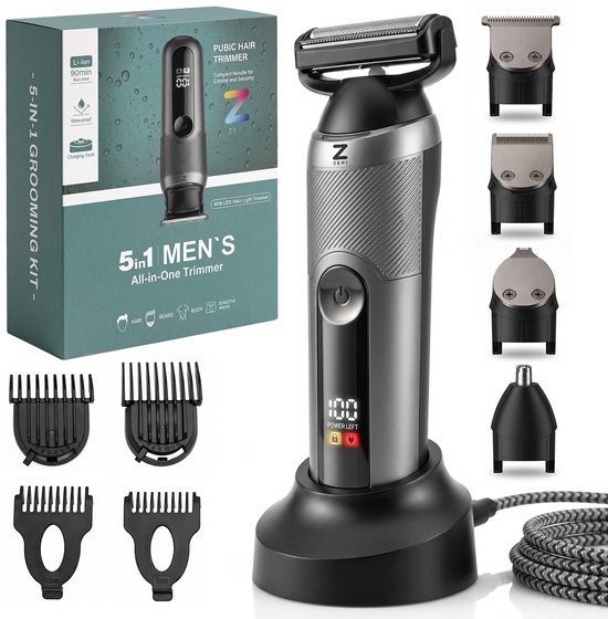 Scheerapparaat Mannen 5 in 1 - Foil Shaver - Neustrimmer - Tondeuse - Waterdicht - Head Shaver - Zeri
