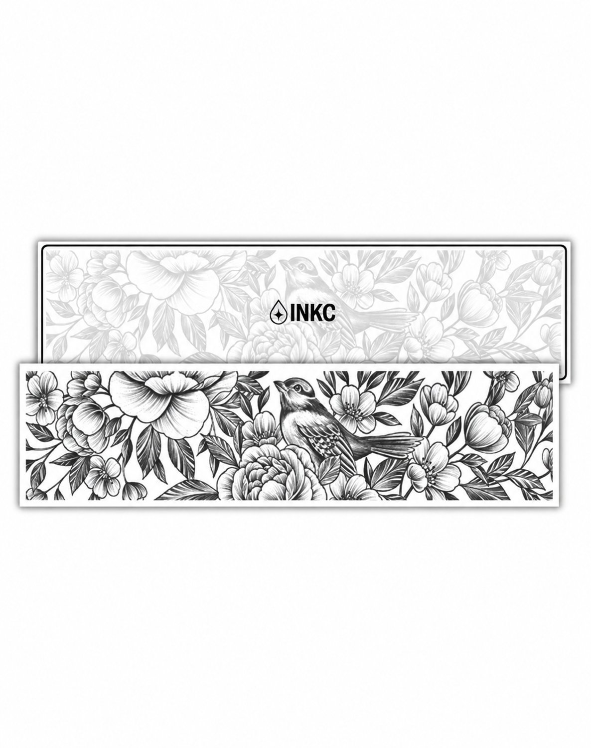 INKC - Tijdelijke Tattoo - Bloemenvogelband - Nep Tattoo - Plak Tattoos - Blijft tot 2 weken - 6,5 x 24cm