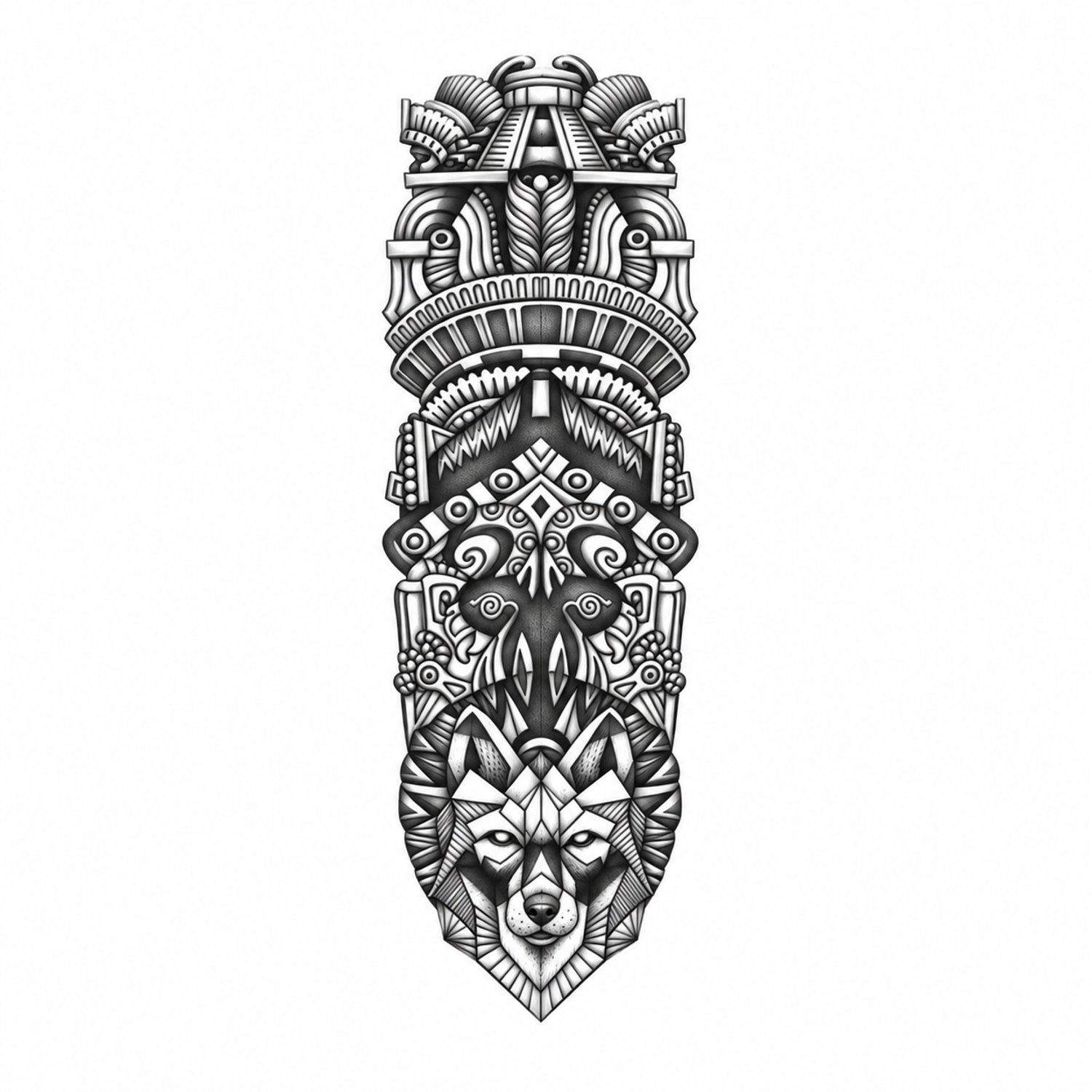 INKC - Tijdelijke Tattoo - Polynesian Masker Sleeve - Nep Tattoo - Plak Tattoos - Blijft tot 2 weken - 16 x 47cm