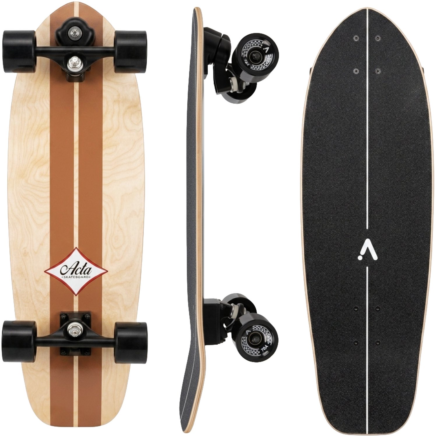 ACTA Surfskate 31″ – Natuurlijk hout 7-laags esdoorn surfskateboard Ideaal voor beginners en gevorderden voor pumptrack cruisen en urban carving Timber