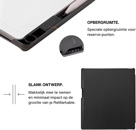 Lunso ReMarkable Paper Pure book folio cover PU leer hoes - Zwart — afbeelding 3