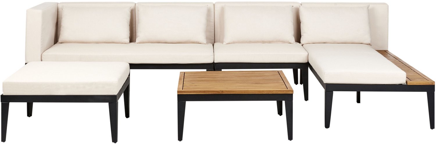Beliani BRACCIANO - Loungeset 4-zits ottomaan - Lichtbeige - Acaciahout