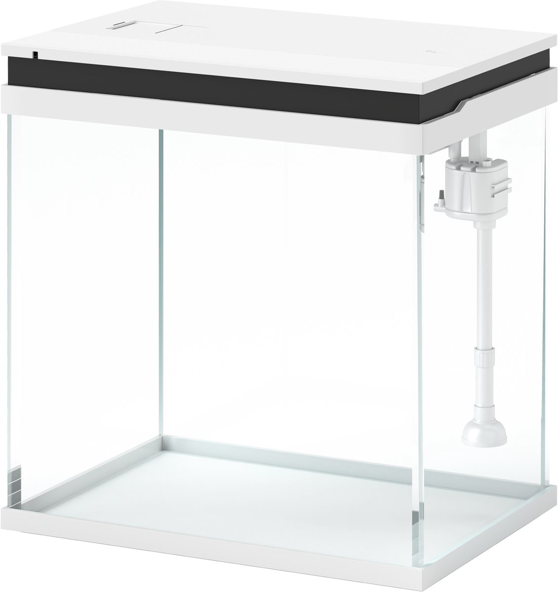 Petit aquarium complet 14L aquarium en verre avec système de filtration éclairage LED pompe à eau 30 x 20 x 33 cm blanc