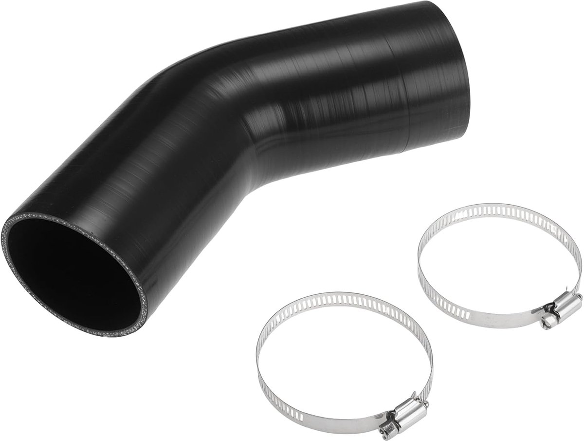 Motoforti Siliconen rubber 45 graden hoekverbinder 70 mm tot 70 mm ID 3 lagen stof lengte 5 inch zwart Amerikaanse - ShopVlot