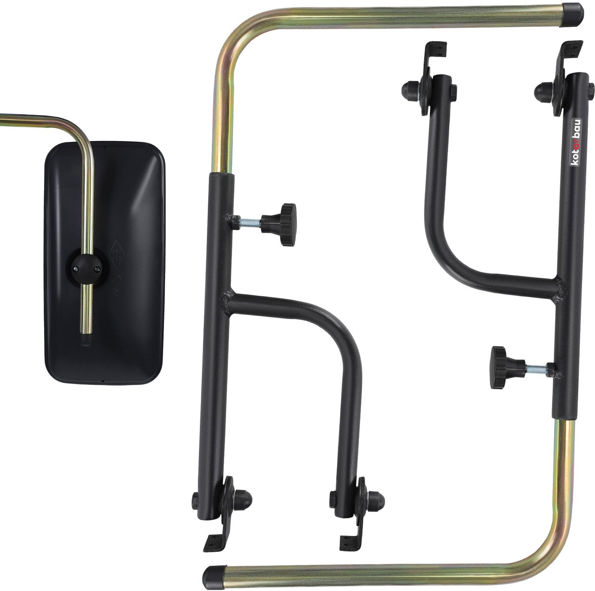KOTARBAU® Telescopische Spiegelarm voor Trekkerspiegel - Verstelbaar 48-71cm 2 st. Universele Spiegelhouder Ø18mm - Spiegelbevestiging voor Linker/Rechter Buitenspiegel van Tractor - Aluminium - Zwart/Goud