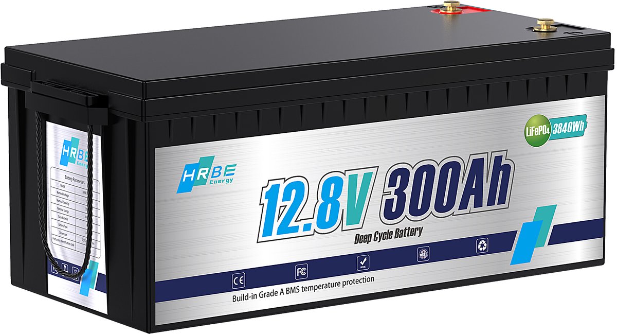 Batterijbox 12V 300Ah LiFePO4 - Hoge Capaciteit 3840Wh - ABS Behuizing - IP65 Waterdicht - Voor Camper En Maritiem Gebruik