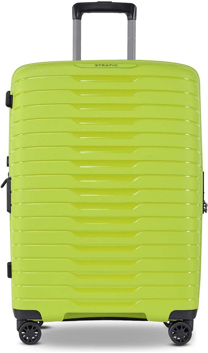 Stratic Novium 4 wielen Trolley M 65 cm met uitbreidingsplooi - Harde bagage - TSA slot - lime-green