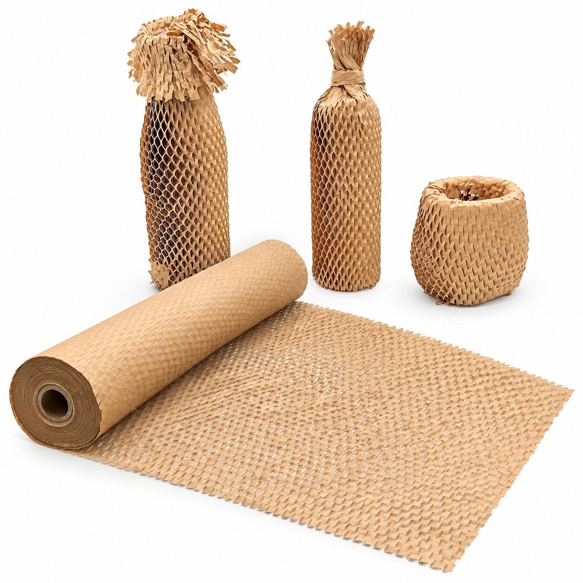 VHV - Inpakpapier - 38 cm x 30 m - Bruin - Professioneel vloeipapier - Honingraatinpakpapier - Verpakkingspapier - Kraftpapier