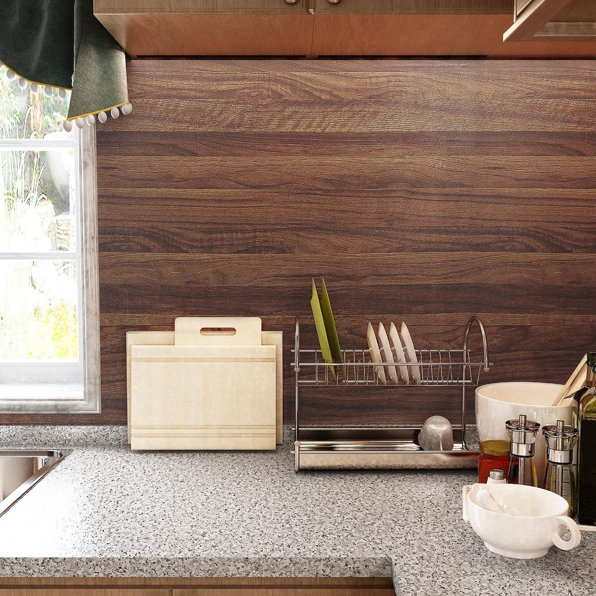 Decotalk Kitchen Film Self-Adhesive Wood Look Brown Furniture Film 60 x 500 cm Self-Adhesive Adhesive Film Wood - ShopVlot