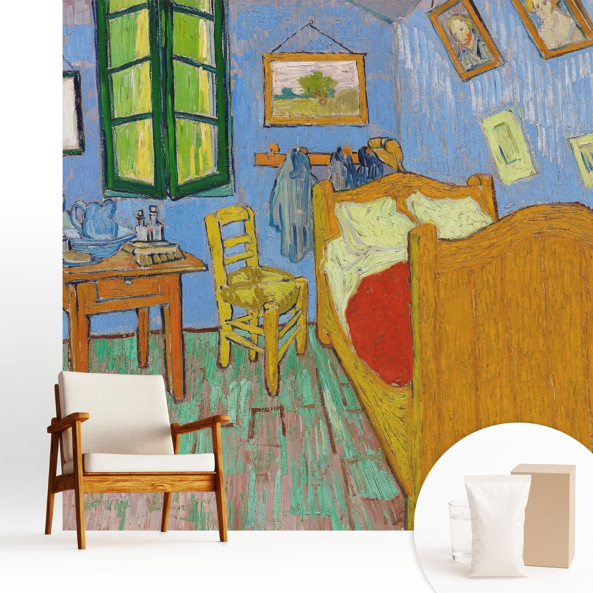 Wallfluent Fotobehang - Blauw Vliesbehang - 250x250 cm - Gezellige Inrichting Muurschildering - Gang behang Deel - Fotobehang Vlies - Gang behang