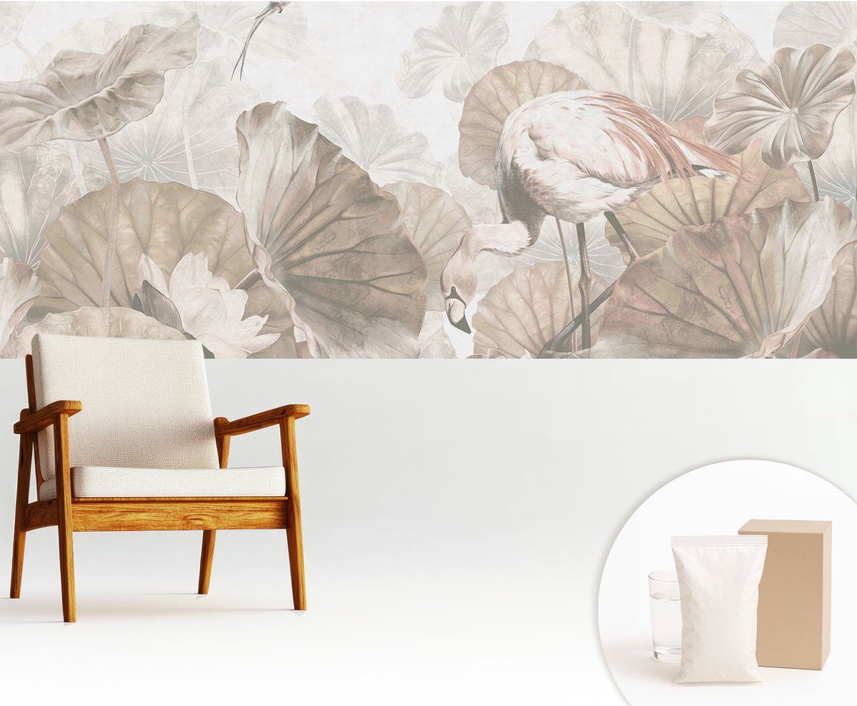 Wallfluent Fotobehang - Beige Vliesbehang - 250x104 cm - Elegante Natuur Fotobehang Vlies - Woonkamer behang Landschappen - Muurschildering - Woonkamer behang