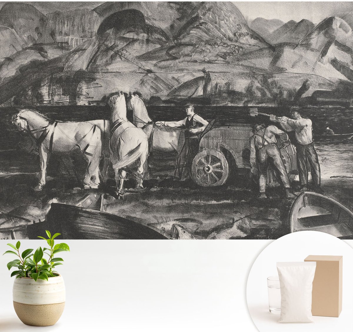Wallfluent Fotobehang - Zwart-Wit Vliesbehang - 104x70 cm - Dorpsscène Muurschildering - Gang behang Mensen - Fotobehang Vlies - Slaapkamer behang