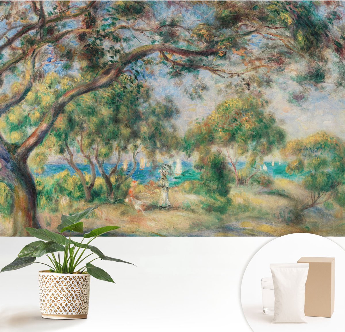 Wallfluent Fotobehang - Groente Vliesbehang - 152x104 cm - Kustlandschap Muurschildering - Slaapkamer behang Bloemen En Planten - Fotobehang Vlies - Slaapkamer behang