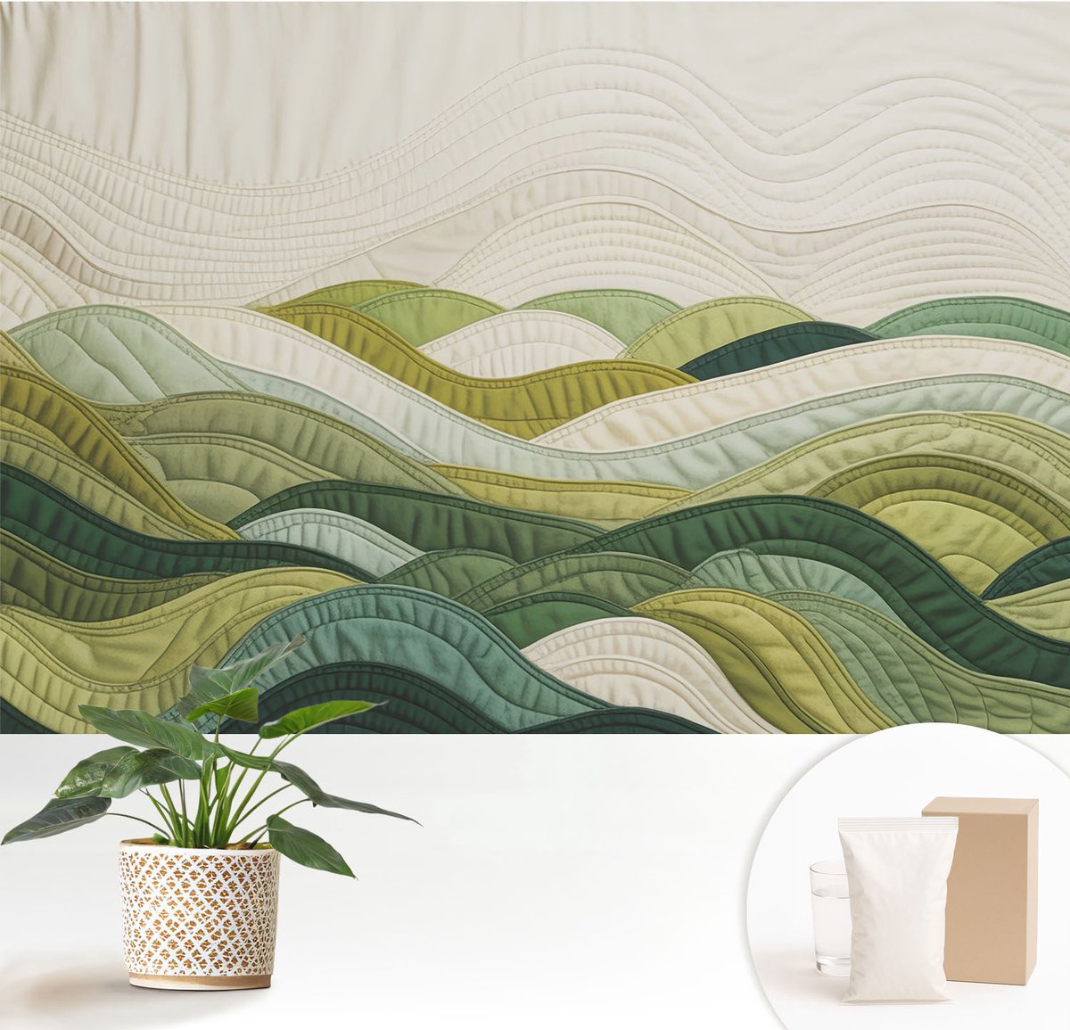 Wallfluent Fotobehang - Groente Vliesbehang - 152x104 cm - Stoffenheuvels Muurschildering - Slaapkamer behang Achtergronden En Patronen - Fotobehang Vlies - Slaapkamer behang