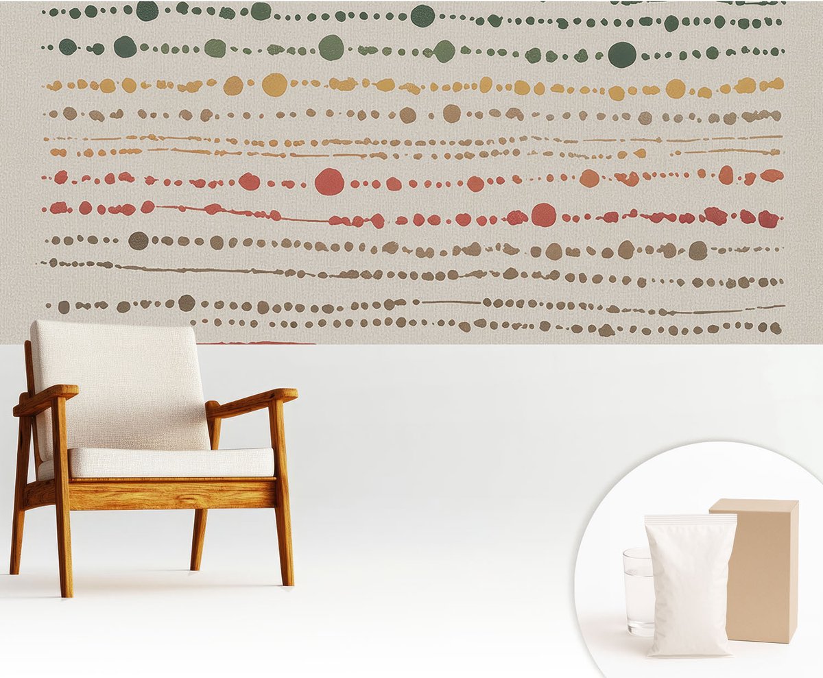 Wallfluent Fotobehang - Groente Vliesbehang - 250x104 cm - Kleurrijke Stippen Muurschildering - Slaapkamer behang Abstractie - Fotobehang Vlies - Slaapkamer behang