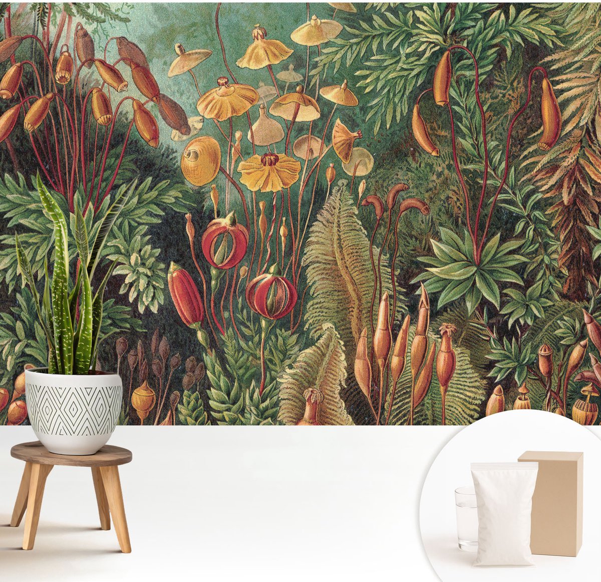 Wallfluent Fotobehang - Groente Vliesbehang - 208x146 cm - Exotische Tuin Muurschildering - Gang behang Bloemen En Planten - Fotobehang Vlies - Gang behang