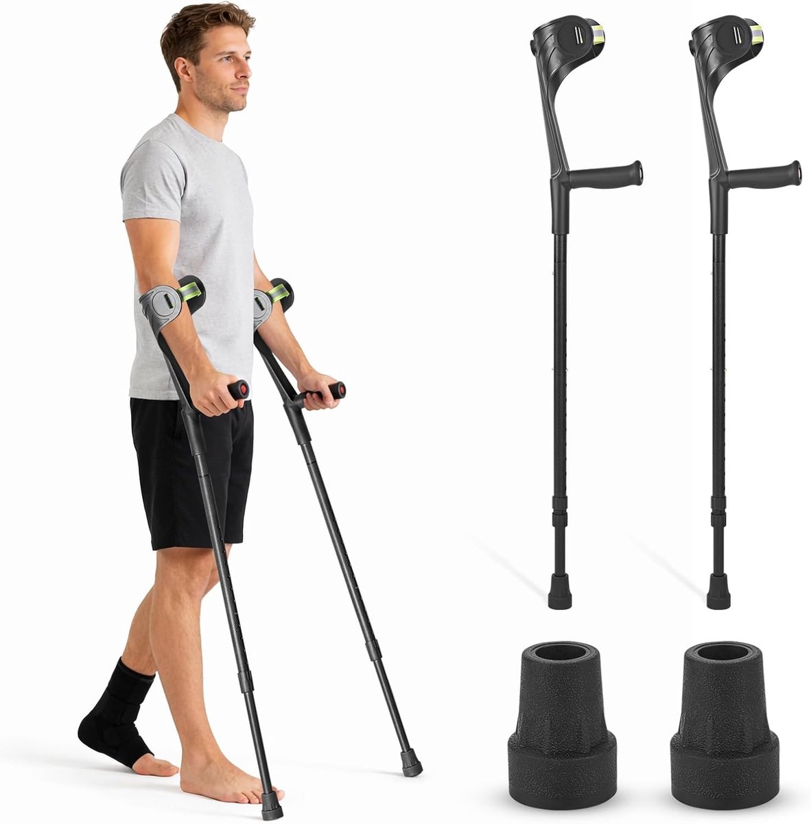 SnelShoppen - Opvouwbare Carbon Krukken Zwart, 2 Stuks, Lichtgewicht Camping Krukken, Ideaal voor Feesten, Tuin, Binnen en Buiten Gebruik