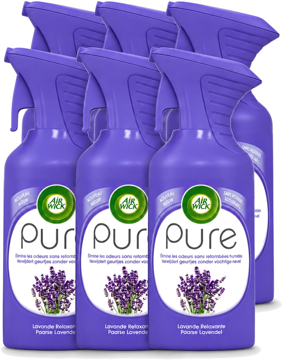 6 x Air Wick - Luchtverfrisser Spray - Paarse Lavendel - 250ml - Voordeelverpakking - 6 stuks