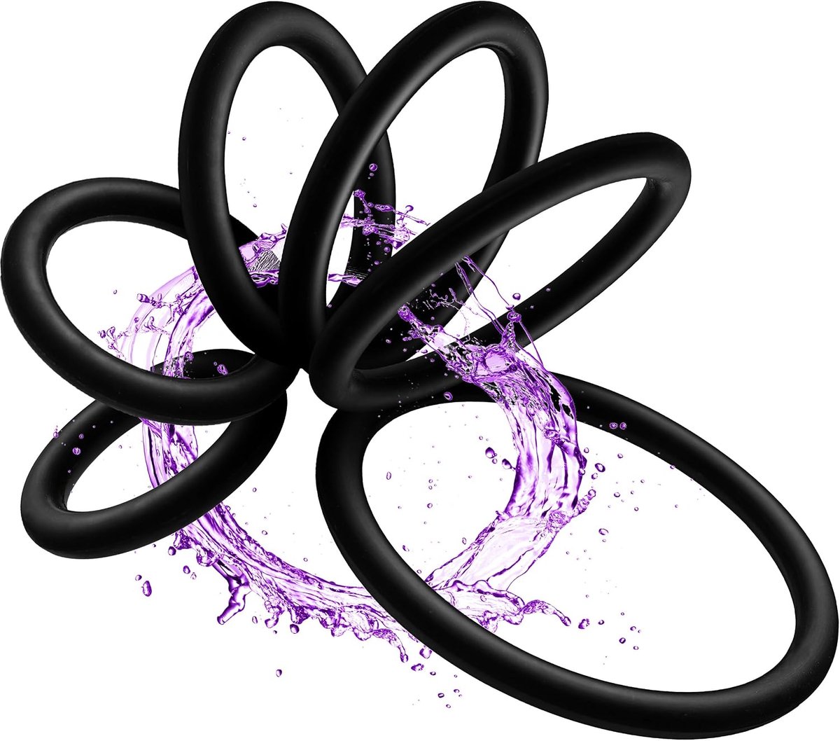 Penisringen Set voor Langer Speelplezier | 6 Zachte Siliconen Cockringen | Harder Voller Groter Intens Langer | Pleasure Rings Zwart