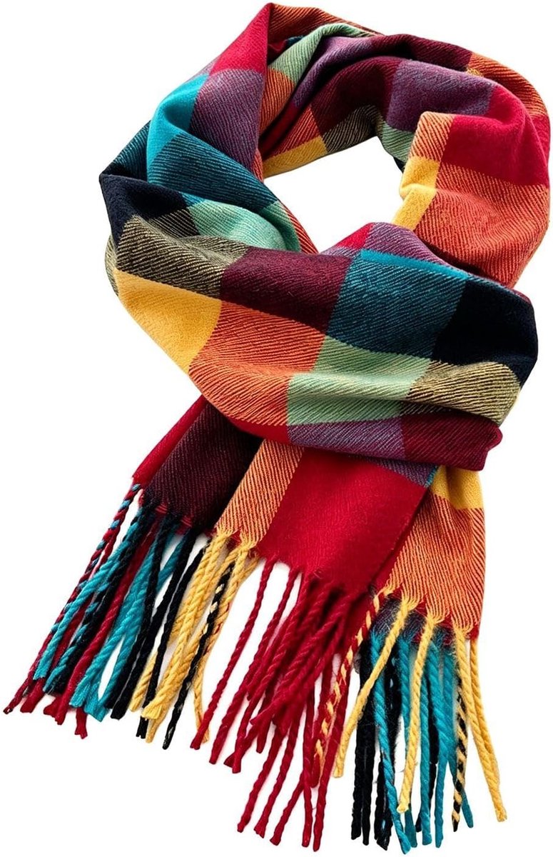 1 Regenboog Geruite Sjaal, Zacht En Huidvriendelijk, Modieus Gekleurd Geruite Patroon, Warme Accessoires Voor Herfst En Winter, Geschikt Voor Dagelijks Gebruik En Vakantieking Voor Vrouwen.