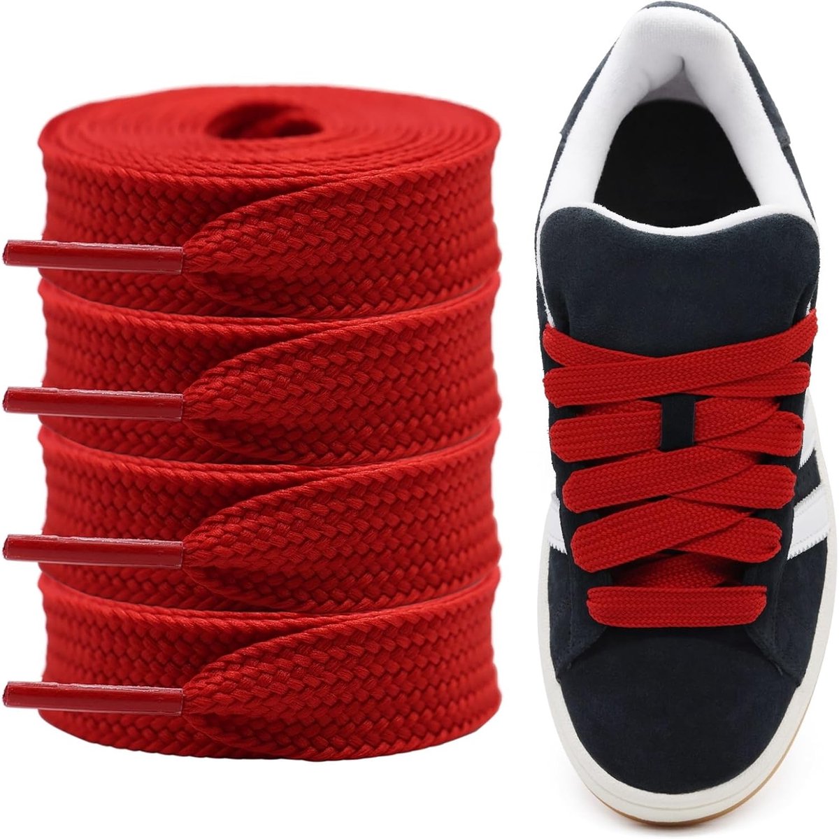 Veters voor Adidas Campus 00s, 2 Paar Pack 15mm Dikke Platte Brede Jumbo Veters, Vervangingsveters voor Sneakers