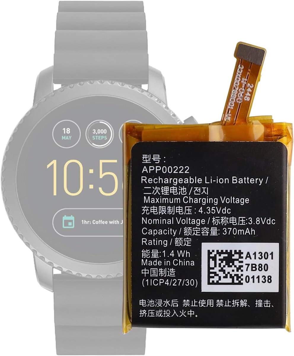 370 mAh nieuwe APP00222 batterij vervanging compatibel met Apack Fossil Q Explorist Gen 3 ART5004 Smart Watch