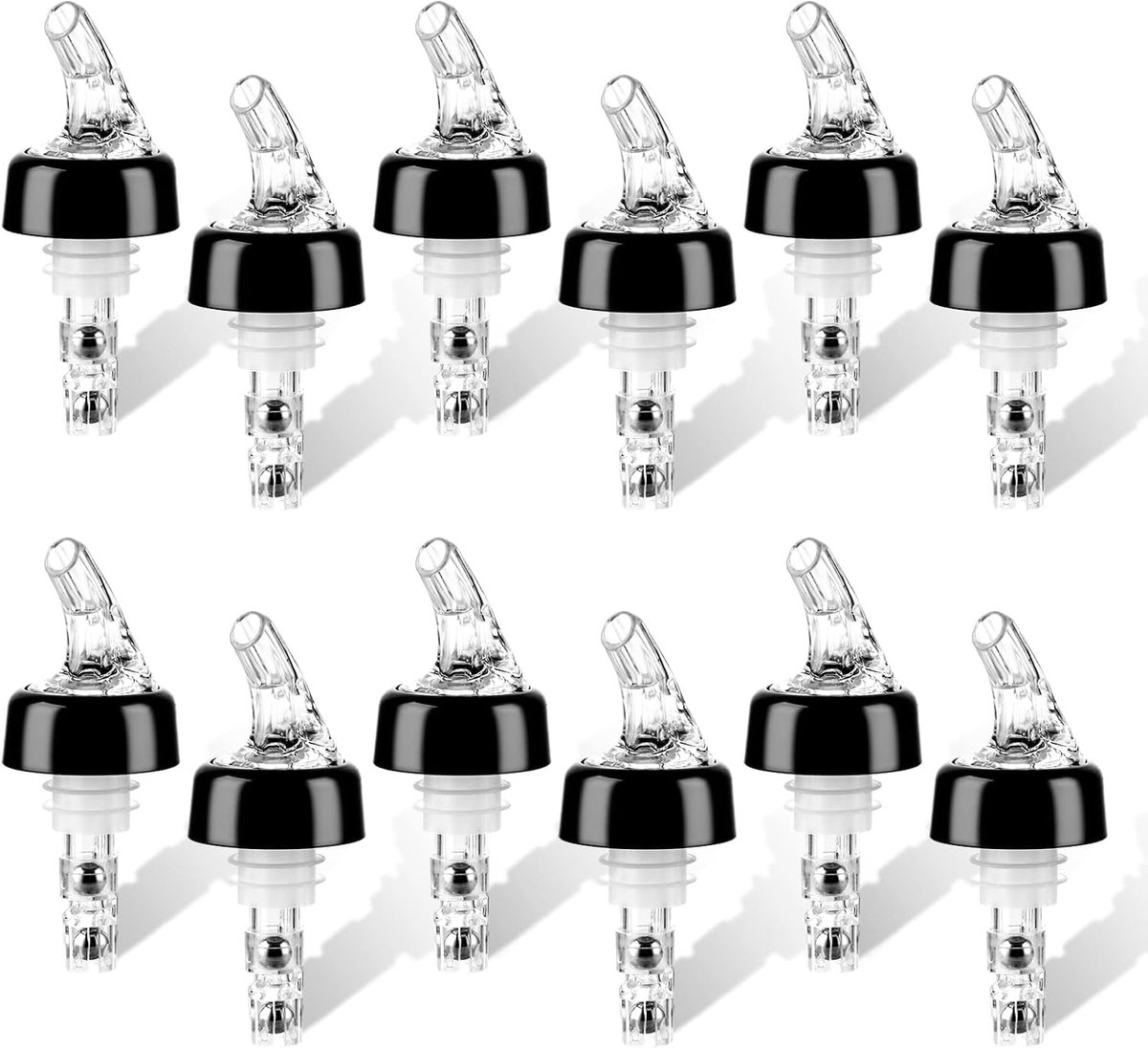 12 stuks flessenschenktuit, 4 cl, schenktuit voor sterke drank, doseertuit, bar, portioneerder, sterke drank, doseerder voor flessen, maatflessenschenktuit plastic voor rode wijn, whisky en wijn