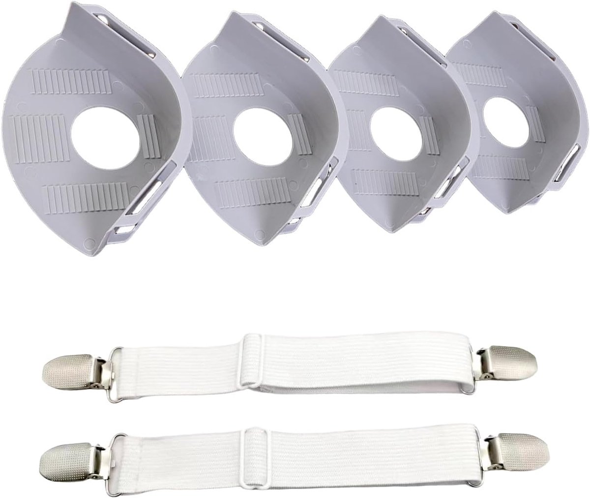 6 stuks hoeslakenhouders, hoeken 4 stuks, 2 elastische beddenlakenspanners verstelbaar, houden de lakens stevig en strak, voor matrasbeschermers beddengoed dekens