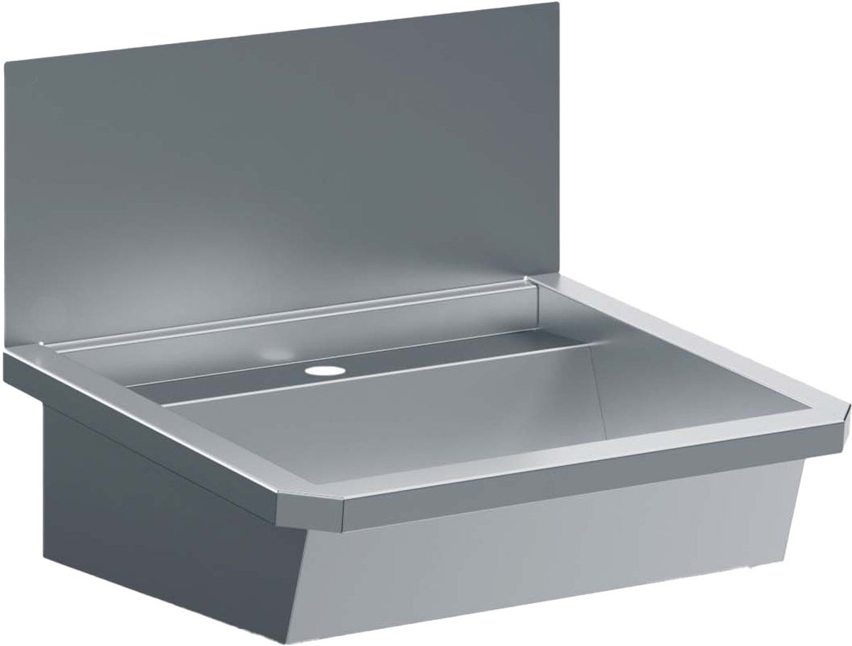 RVS WASBAK 1 KRAAN 600MMINCLUSIEF AFVOERPLUG en SPATSCHERM - Combisteel 7013.4600 - Horeca & Professioneel - Horeca & Professioneel