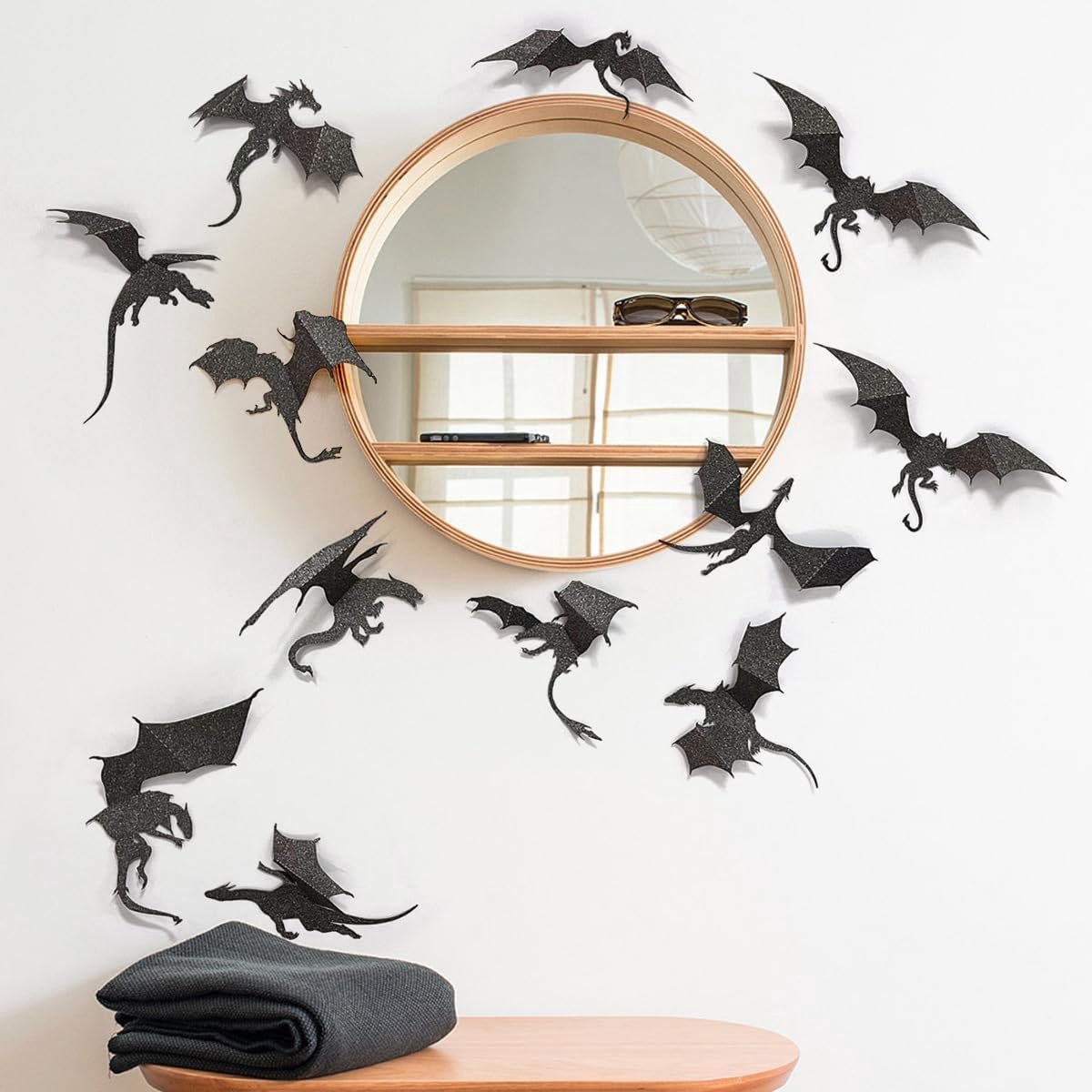 11 stuks 3D-draken-muurstickers, Halloween-muurstickers voor huiswanddecoratie