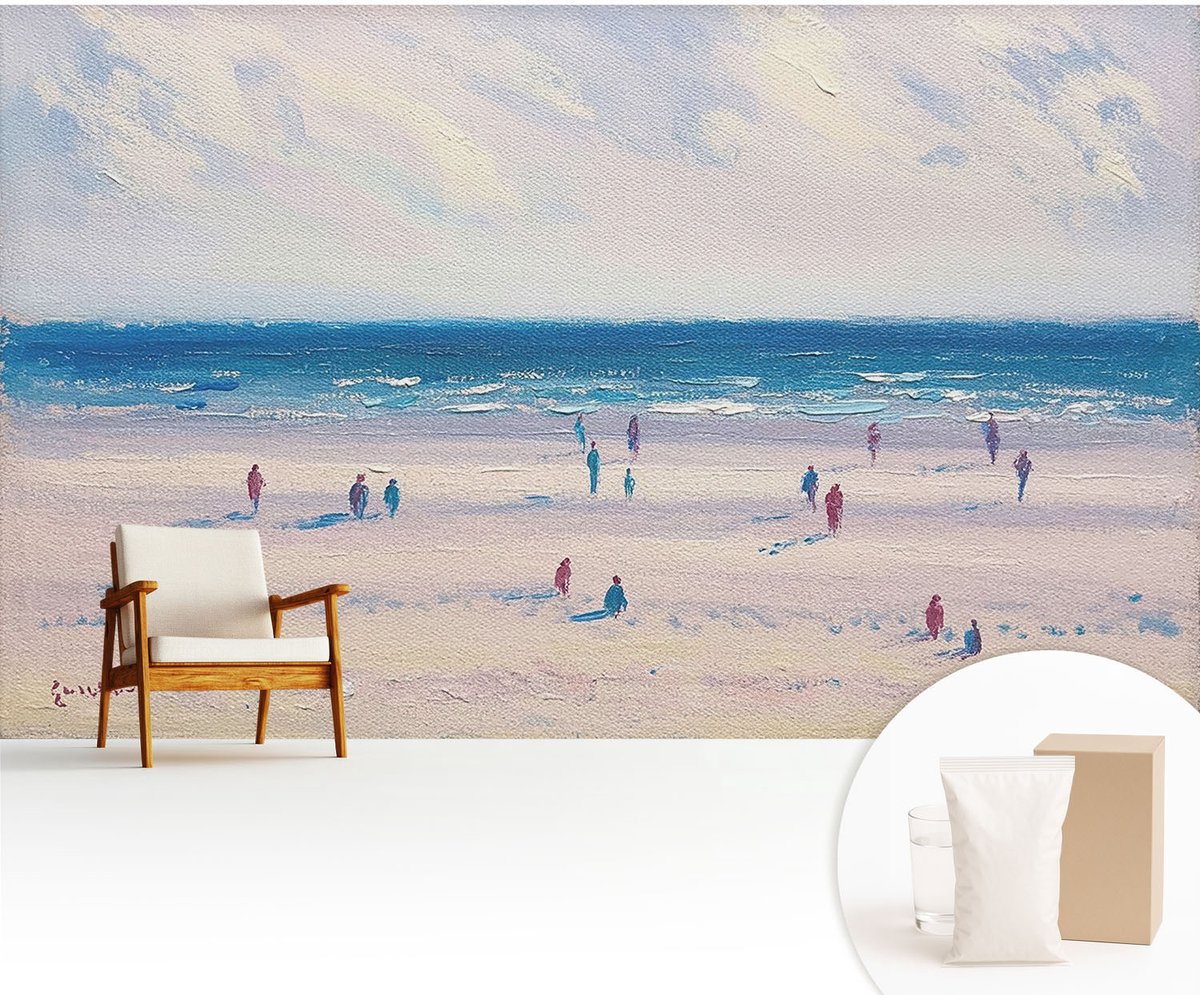 Wallfluent Fotobehang - Wit Vliesbehang - 416x254 cm - Zeegezicht Fotobehang Vlies - Woonkamer behang Landschappen - Muurschildering - Woonkamer behang