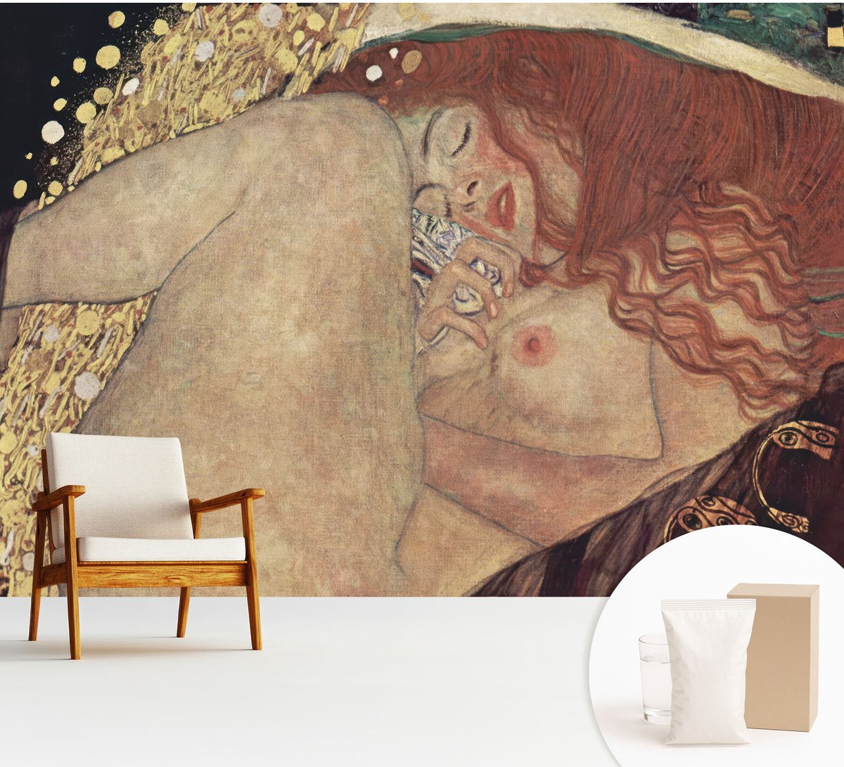 Wallfluent Fotobehang - Bruin Vliesbehang - 312x219 cm - Sensuele Handeling Fotobehang Vlies - Woonkamer behang Deel - Muurschildering - Hal behang