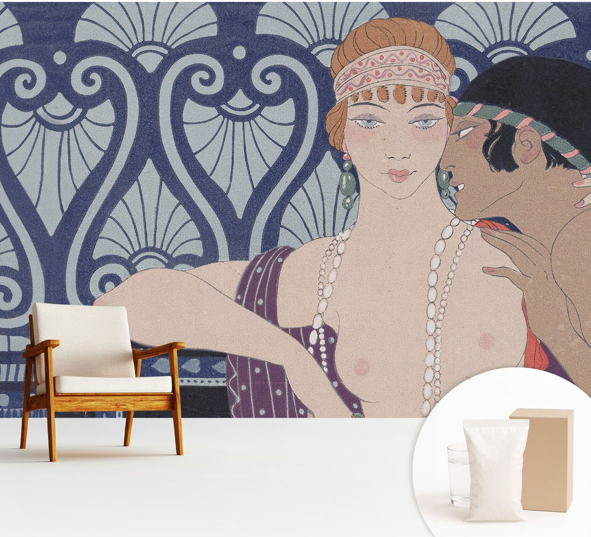 Wallfluent Fotobehang - Marine Vliesbehang - 312x219 cm - Artistiek Echtpaar Fotobehang Vlies - Hal behang Deel - Muurschildering - Woonkamer behang