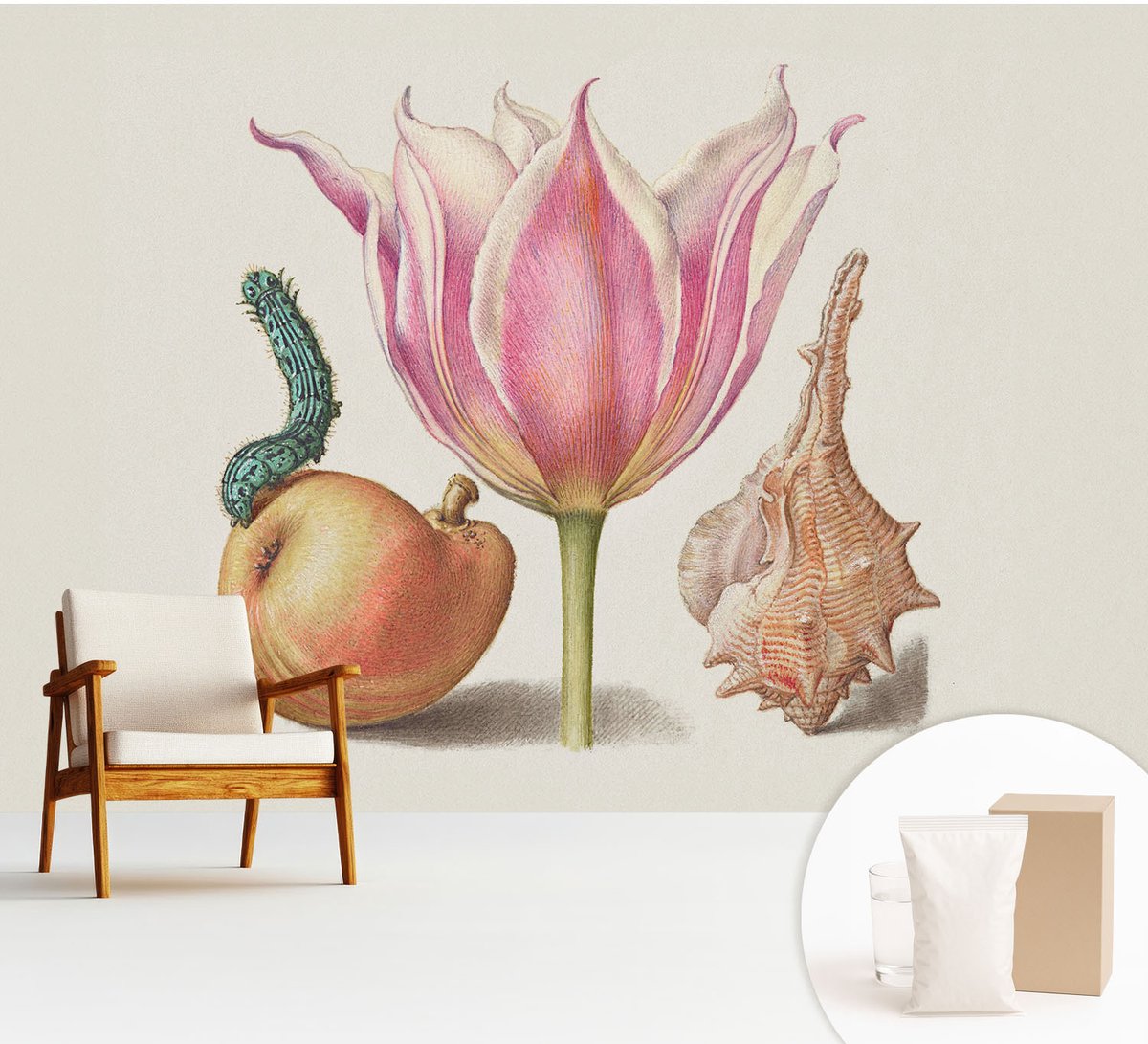 Wallfluent Fotobehang - Beige Vliesbehang - 312x219 cm - Natuurlijke Symbiose Muurschildering - Gang behang Bloemen En Planten - Fotobehang Vlies - Slaapkamer behang