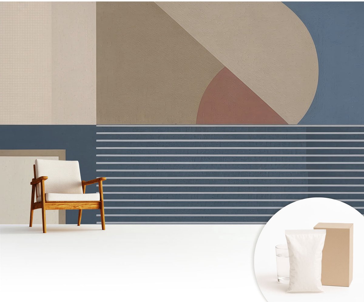 Wallfluent Fotobehang - Bruin Vliesbehang - 416x254 cm - Harmonieuze Geometrie Muurschildering - Gang behang Geometrie - Fotobehang Vlies - Slaapkamer behang