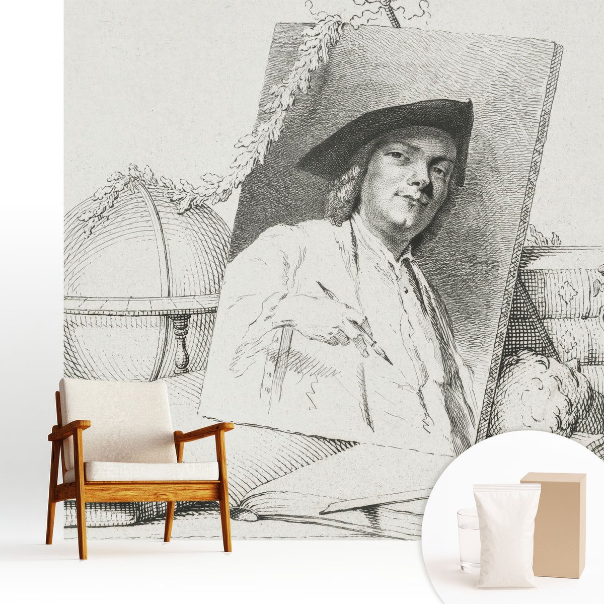 Wallfluent Fotobehang - Wit Vliesbehang - 250x250 cm - Artistiek Portret Muurschildering - Gang behang Deel - Fotobehang Vlies - Slaapkamer behang