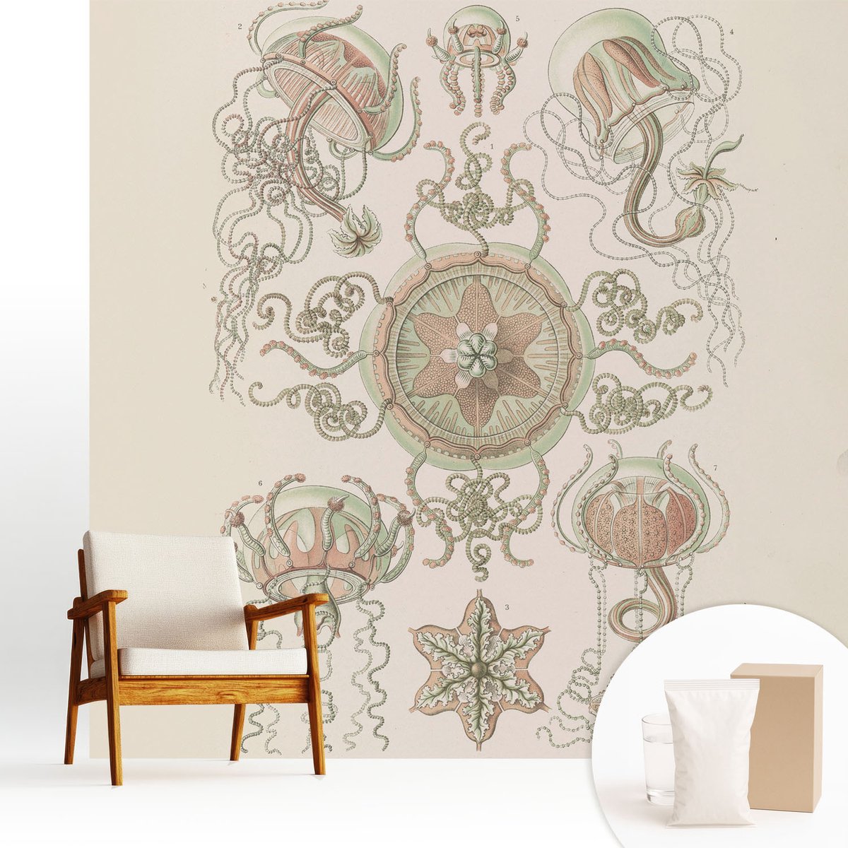 Wallfluent Fotobehang - Beige Vliesbehang - 250x250 cm - Onderwaterwereld Muurschildering - Gang behang Deel - Fotobehang Vlies - Slaapkamer behang