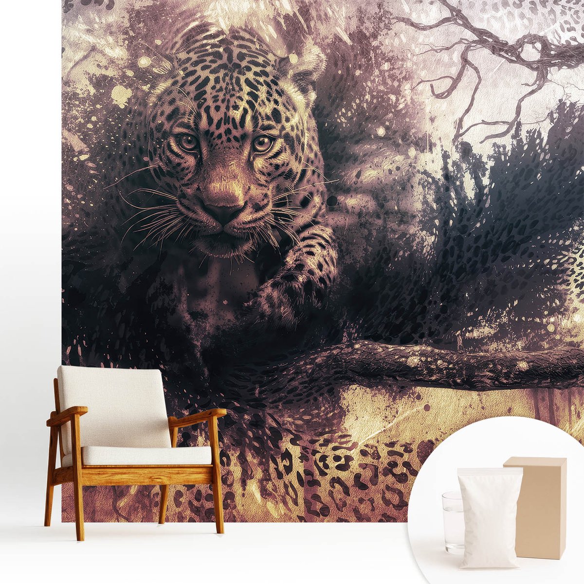 Wallfluent Fotobehang - Bruin Vliesbehang - 250x250 cm - Bosthema Muurschildering - Gang behang Dieren - Fotobehang Vlies - Slaapkamer behang