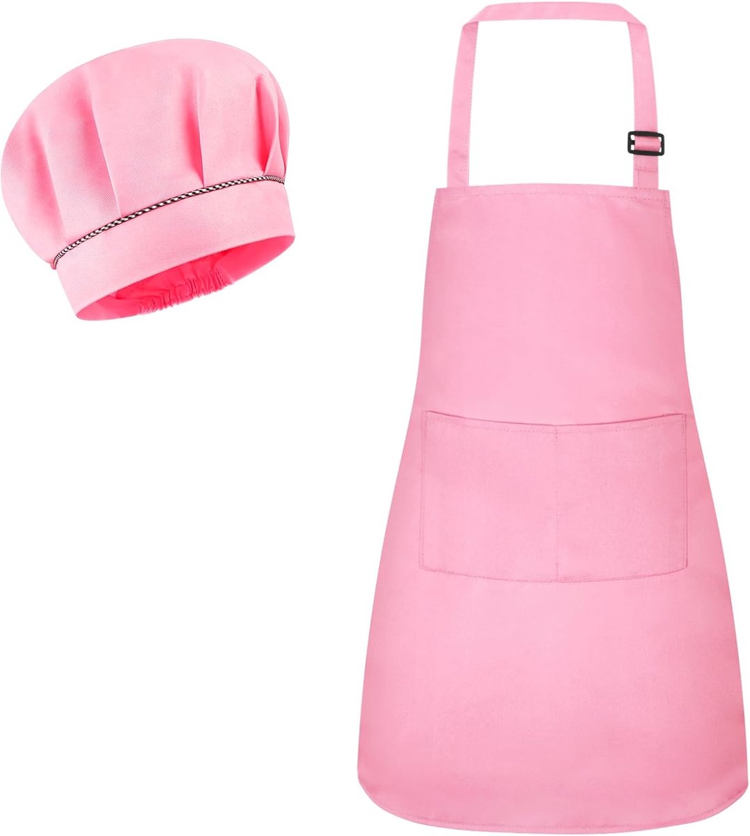 Schort voor kinderen, kookschort & kookmutsset, 2 stuks, verstelbaar schort met 2 zakken + chef-hoed, waterdicht, kinderschort voor jongens en meisjes, keukenschort, perfect voor koken, bakken