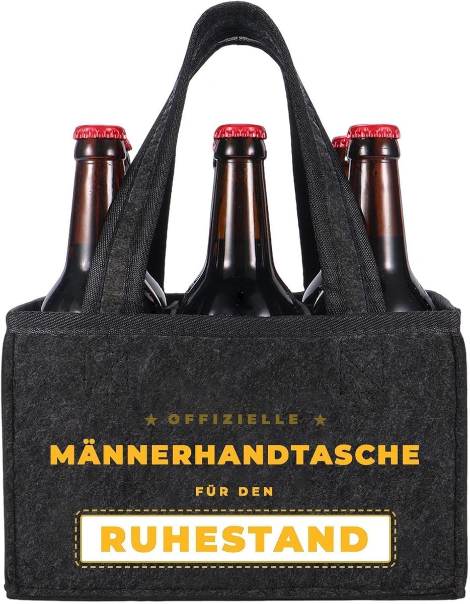 Herenhandtas van vilt voor pensioen, grappig biercadeau voor mannen, praktisch voor oom, papa, collega