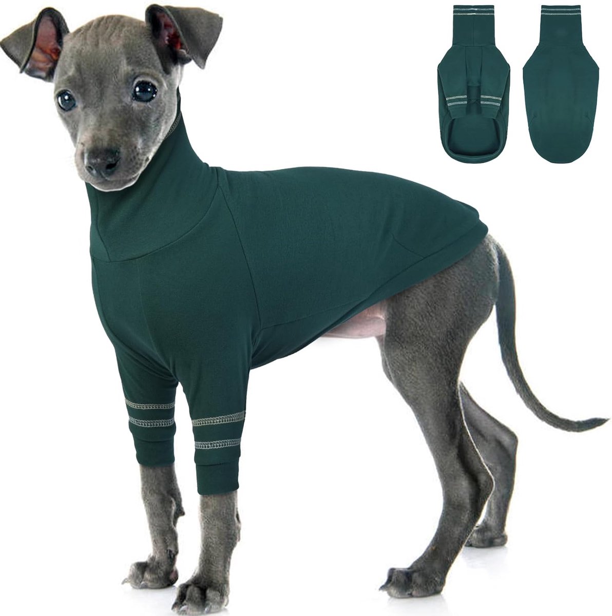 Hondentrui, Italiaanse windhond jas voor kleine honden, Whippet pullover rolkraag rekbaar gebreid sweatshirt, windhond thermische kleding pyjama windhond jumpsuit voor koud weer S