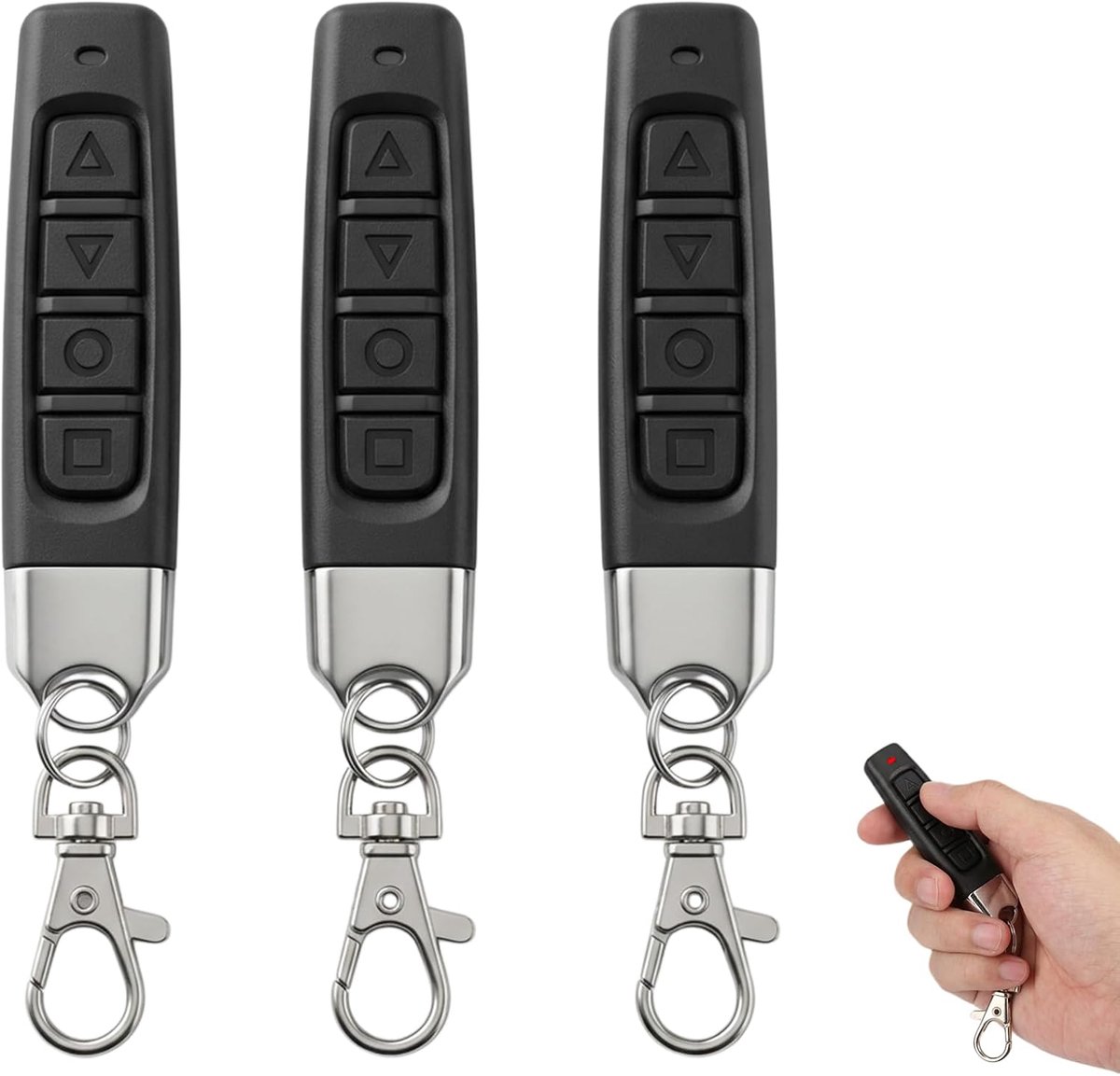 Poortafstandsbediening, 433,92 MHz, bip, universeel, draadloos, compatibel met 4 toetsen, kopieerapparaat voor auto en garagedeur, vaste code, 3 stuks