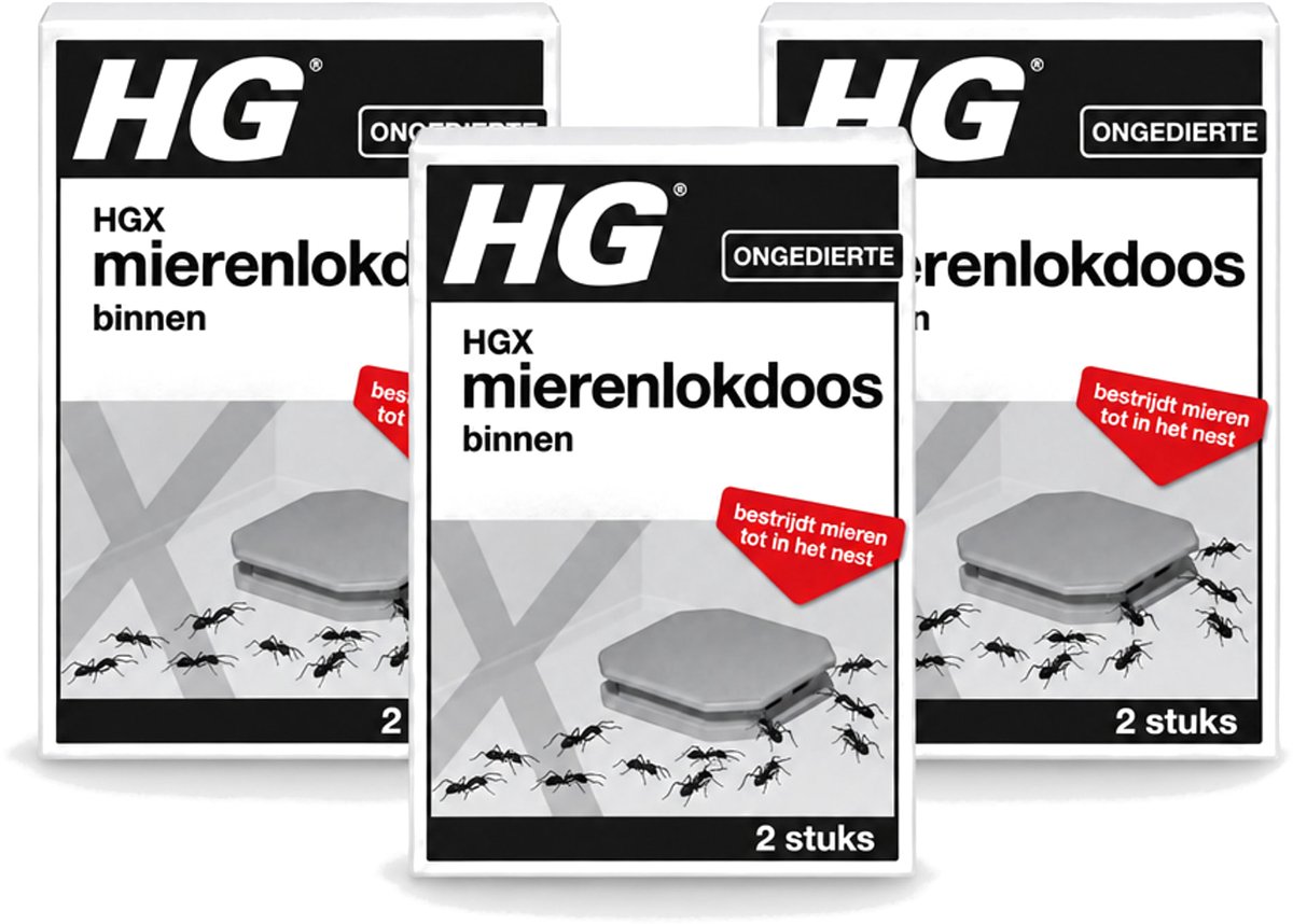 3 x HG X - Ongedierte - Mierenlokdoos Binnen - Bestrijdt Tot In Het Nest - 2 Doosjes - Bulkverpakking - 3 stuks