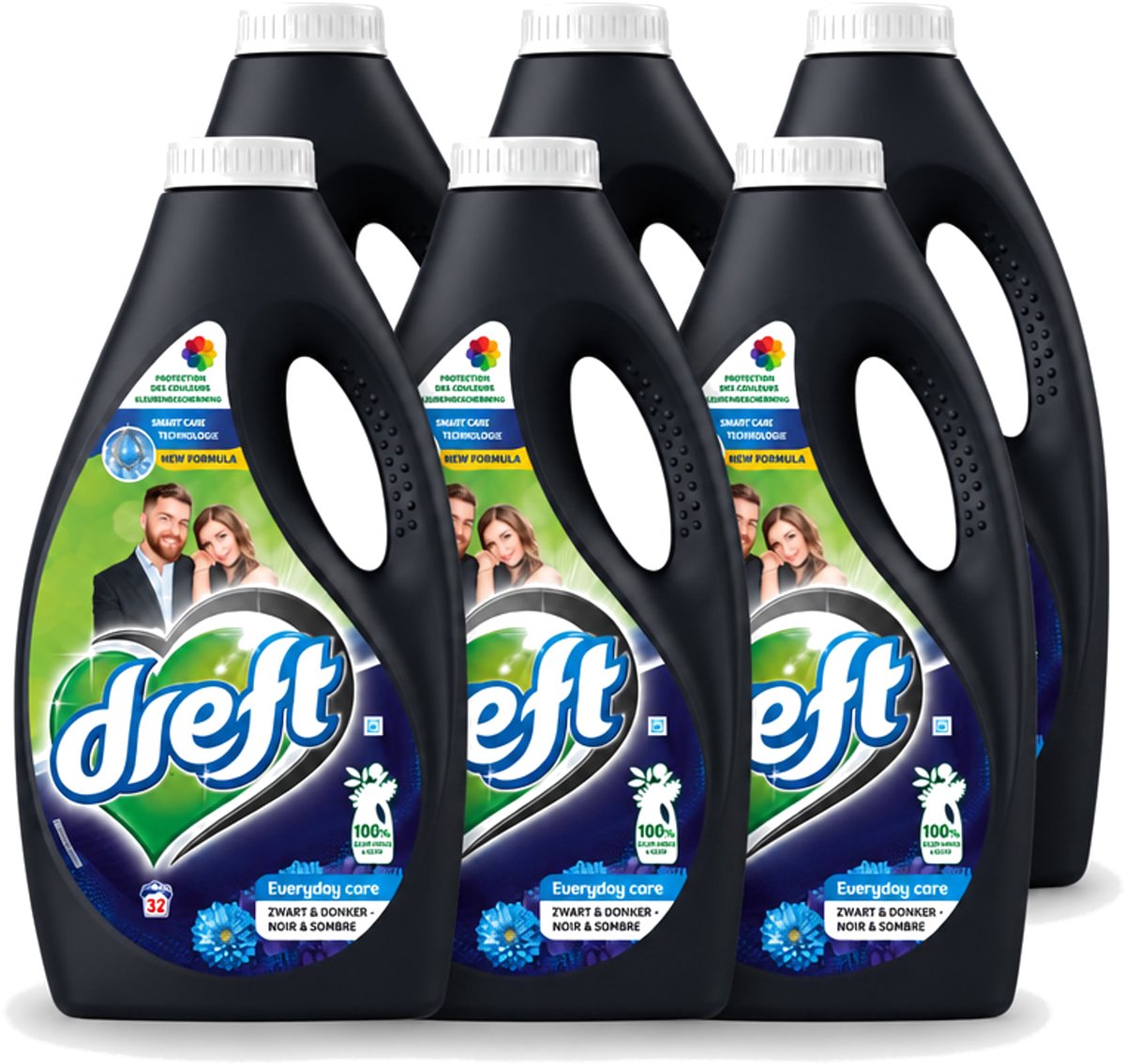 6 x Dreft – Vloeibaar Wasmiddel – Zwart & Donker – 32 Wasbeurten - Voordeelverpakking - 6 stuks