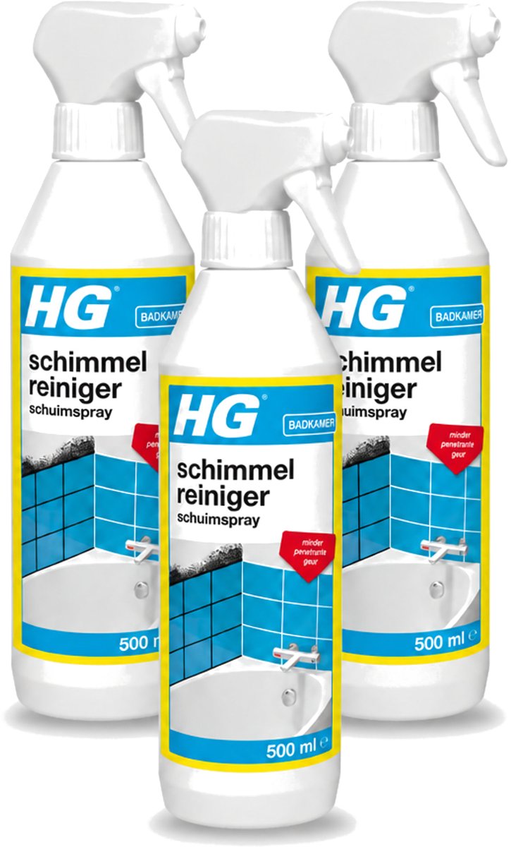 3 x HG - Sanitair - Schimmelreiniger - Schuimspray - 500 ml - Voordeelverpakking - 3 stuks
