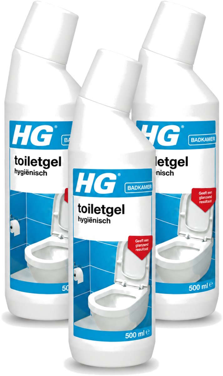 3 x HG - Badkamer - Toiletgel Hygiënisch - Geeft Een Glanzend Resultaat - 500 ml - Voordeelverpakking - 3 stuks