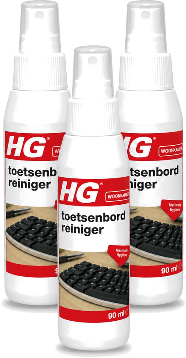 3 x HG - Toetsenbordreiniger - Maximale Hygiëne - Reinigt Snel & Effectief - 90 ml - Voordeelverpakking - 3 stuks